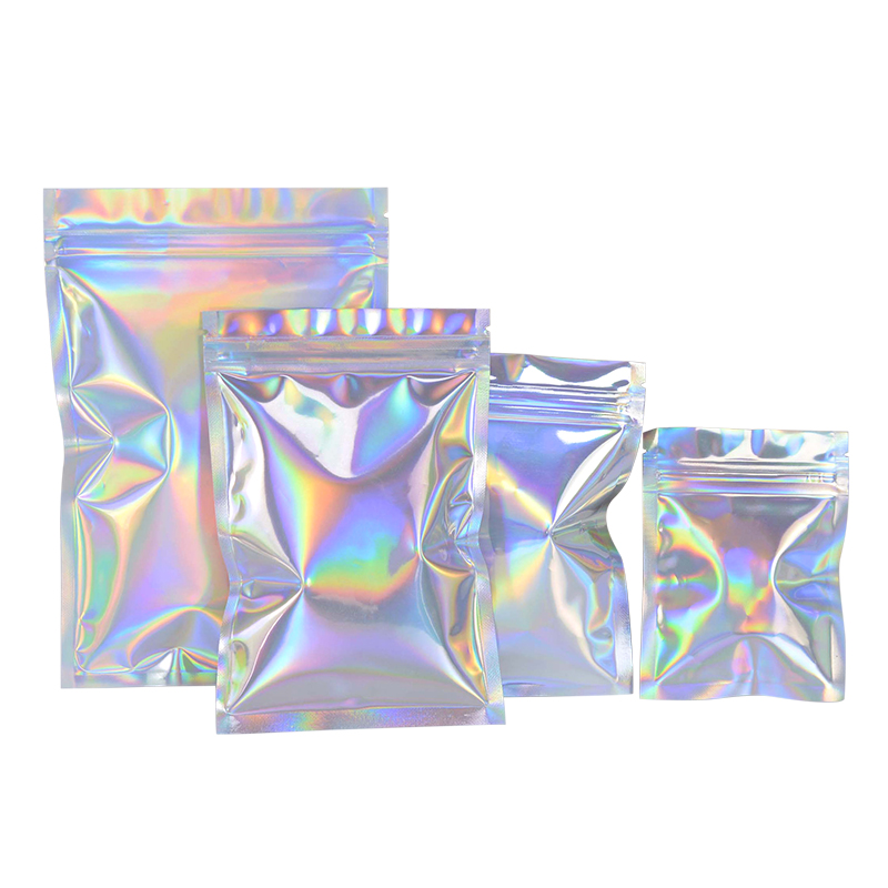 20 Stuks Iriserende Plastic Zakken Zip Lock Met Venster Stand Up Hersluitbare Grip Ziplock Zakjes Thee Koffie Bean Snoep Verpakking voedsel