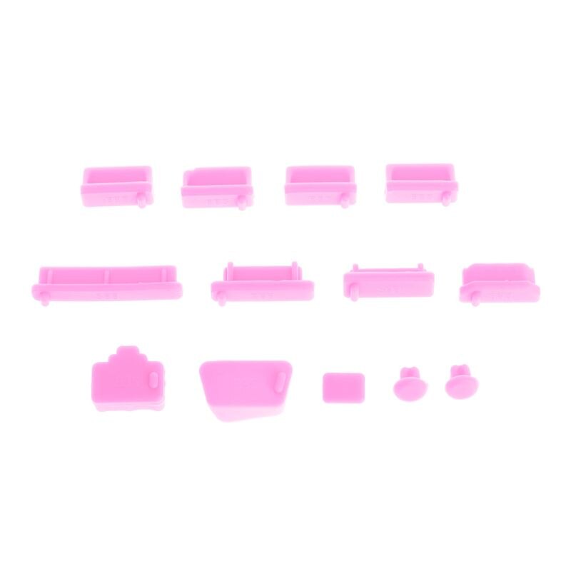 13 st dammpluggar mjuk silikon dataport usb-skyddset bärbara datorkontakter dammtäta täckstoppskydd pc dator anteckningsbok: Rosa