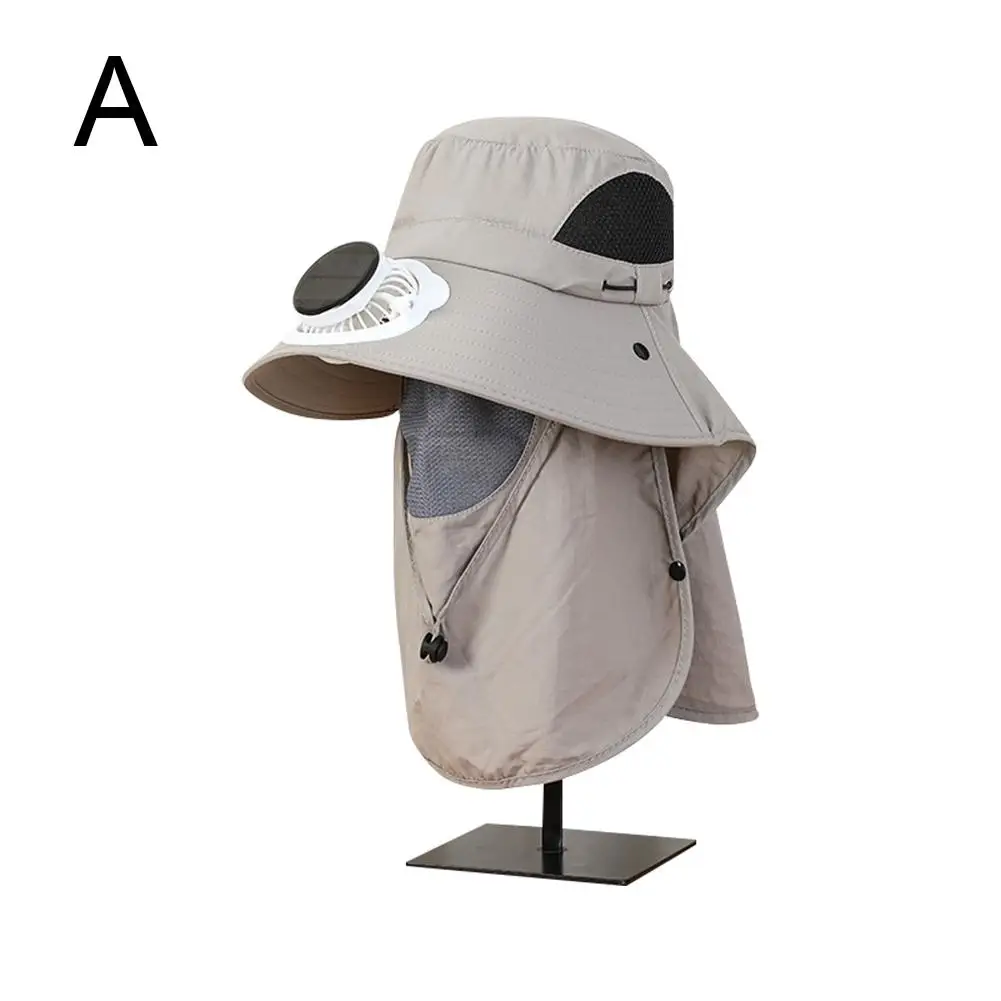 Solar Charging Fan Hat Working Outdoors Sunshade Sun Pot Picking Sun Hat Tea Garden Protection Greenhouse Removable: GRAY