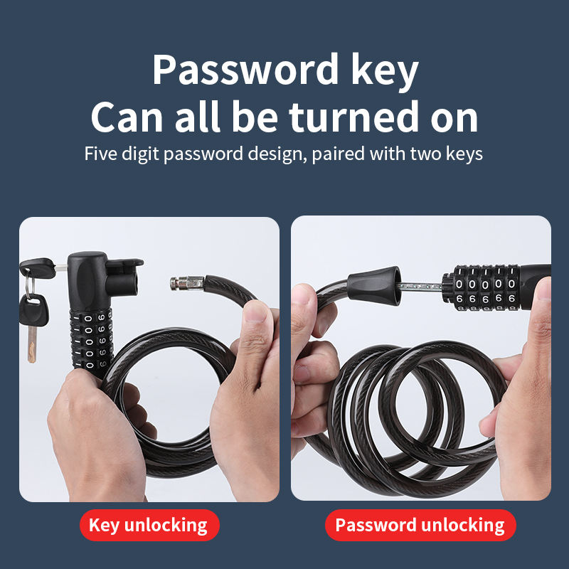5-cijferige Resetbare Combinatie Fietsslot Anti-Diefstal Scooter Beveiliging Staaldraad Kabel Fietsslot