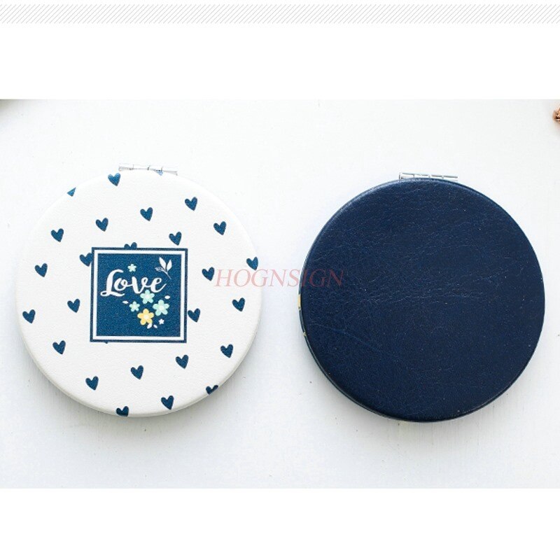 2 Miroirs De Poche Pliants Avec Porte-clés – Design Floral Bleu – Compact Pour Sac à Main, Maquillage, Voyage