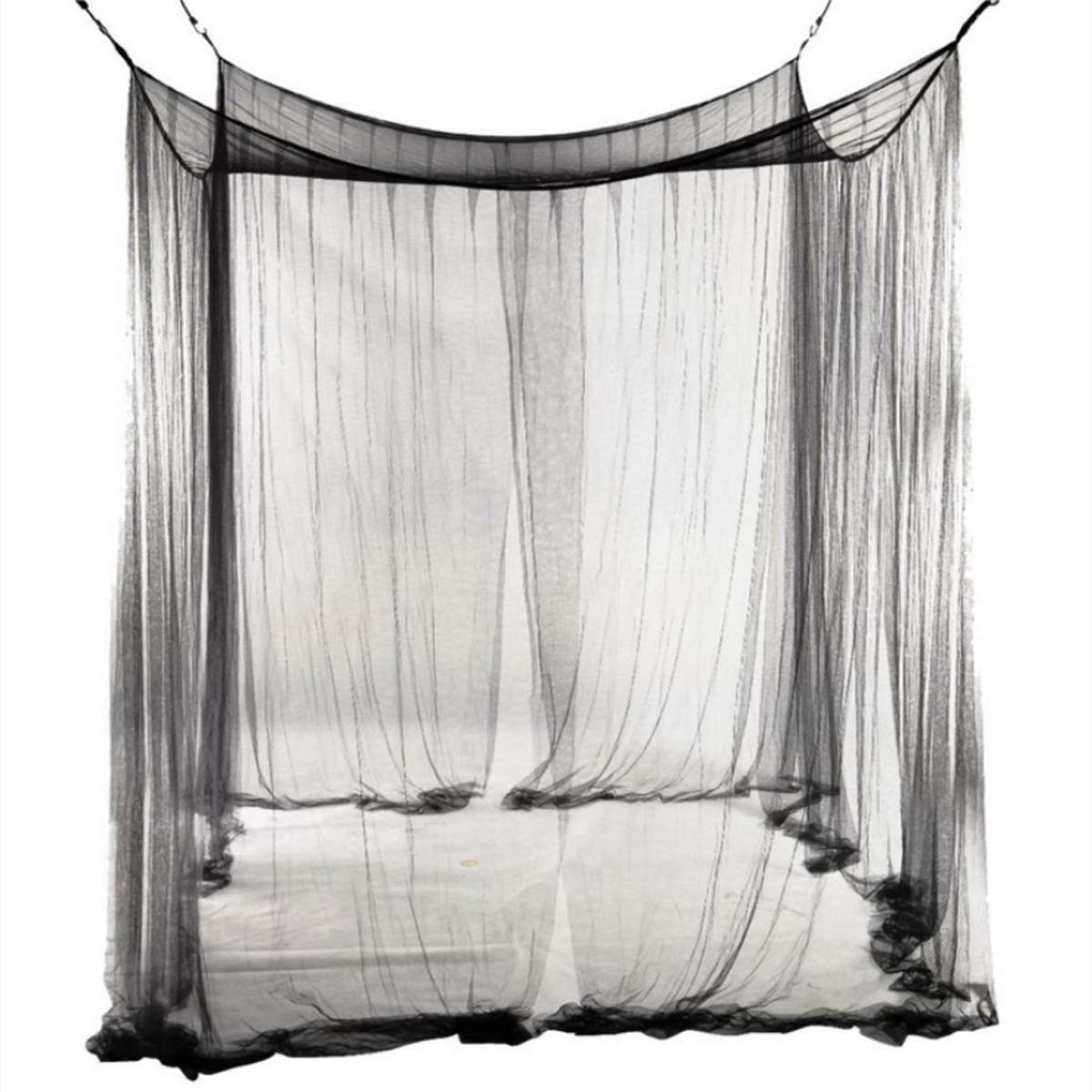 Summer Black/ White Mosquito Net Lace Canopy Curtain Baldachin Netting Quarto Doors For Double King Size Bed: Black