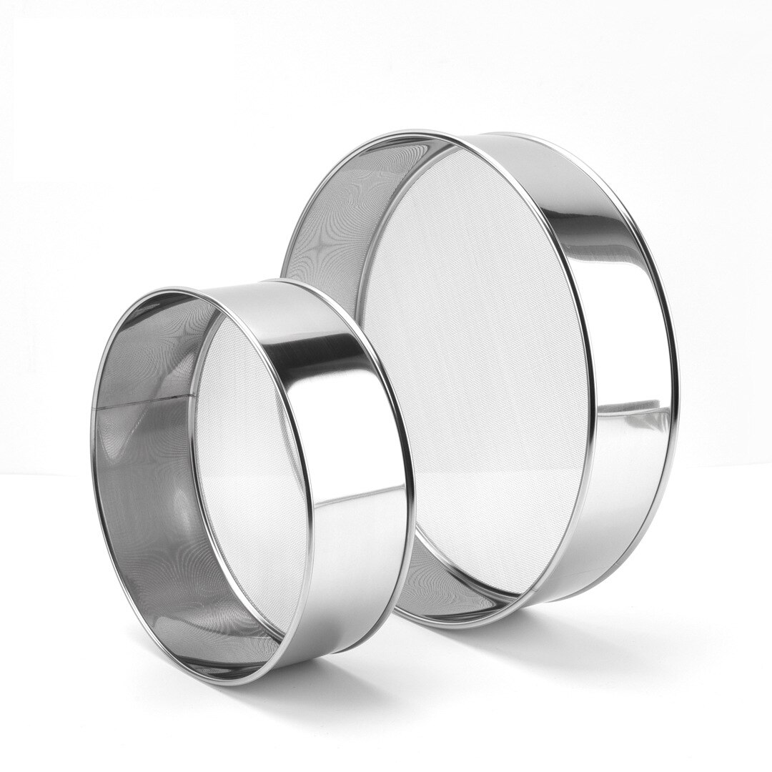 Stainless Steel Fine Mesh Strainers Flour Sieve 40 Mesh Round Sifter for Baking Cake Bread 6, 8,10, 12Inch Set of 4