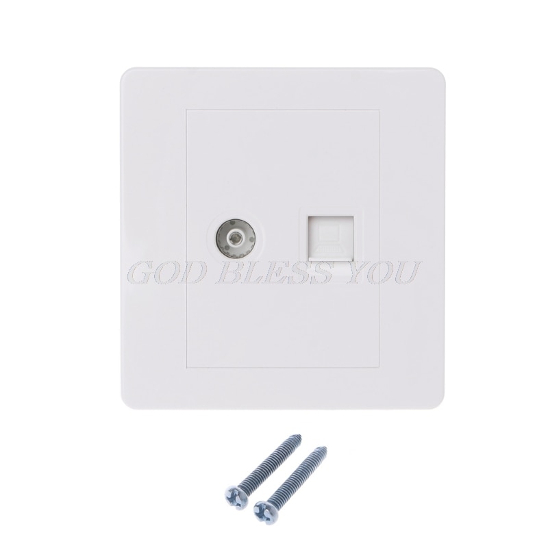 Electric RJ45 Network + TV Aerial Socket Wall Mount Coaxial Outlet Plate Panel Super