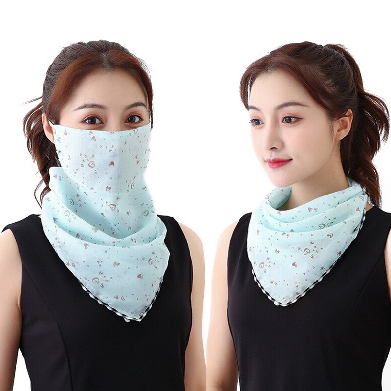 Women Choffin Face Mouth scarf Sun Protection Scarves Neck Cover Solid Hiking Riding Ring Wraps Desiner Print: MS7