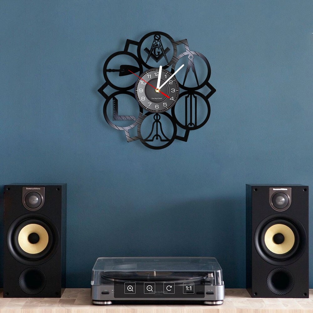 Masonic Logos Wall Clock Free Mason Vintage Vinyl Record Clock Masonry Ornament Modern Wall Clock Decorative Timepiece