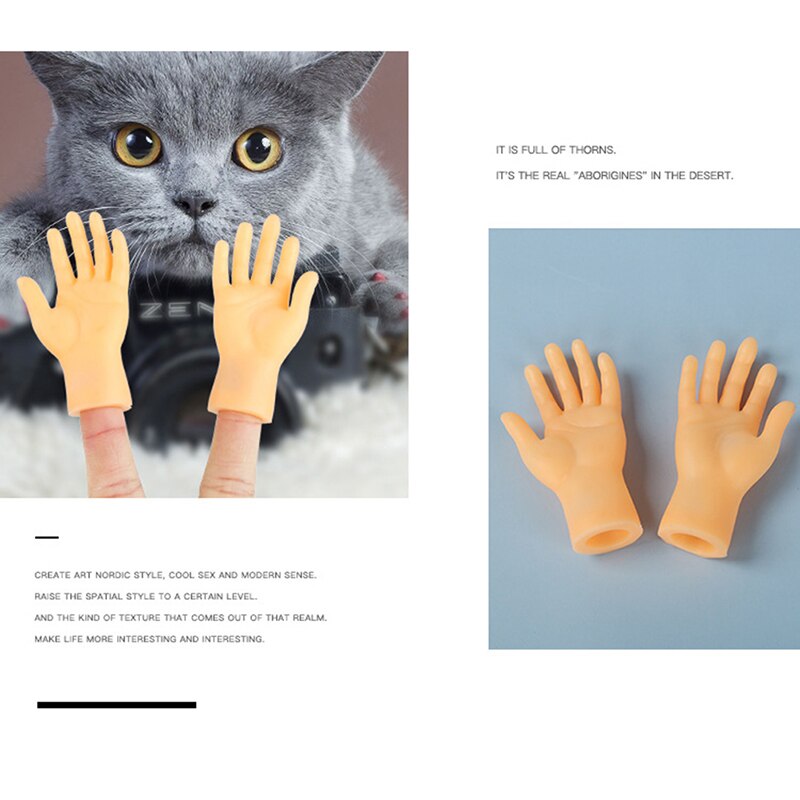 Guantes de dedo pequeño de juguete de masaje, mano humana falsa para gato, accesorios de broma