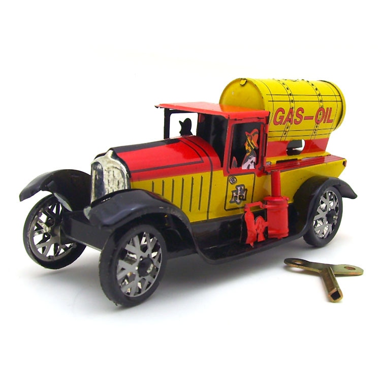Jeugdherinnering Antieke Blikken Speelgoed Retro Wind up Metalen Voertuigen Speelgoed Auto 'S Zakka Home Decor Spanje GAS-OLIE Tank truck
