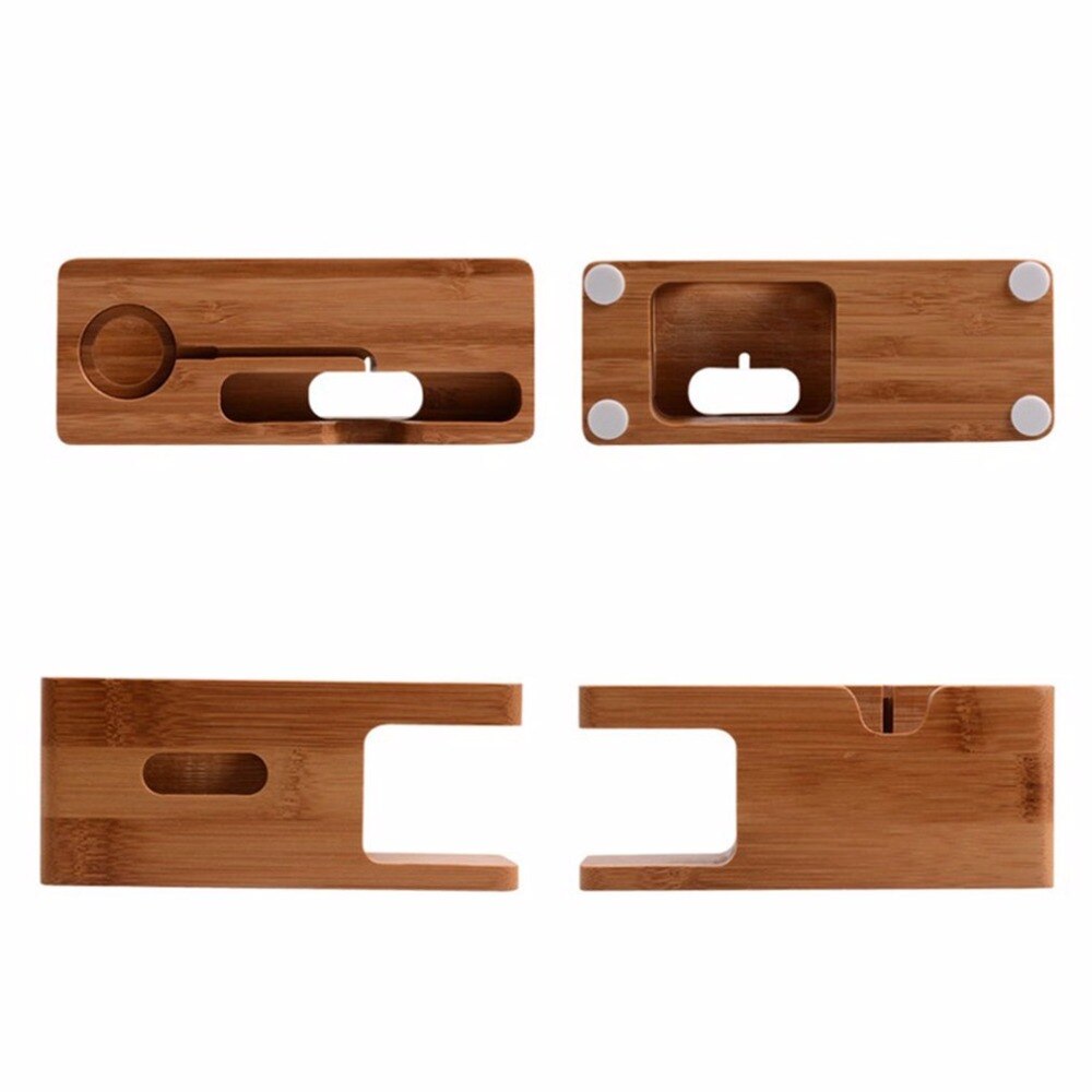 Real Bamboe Hout Desktop Stand Voor Ipad Tablet Beugel Docking Houder Oplader Voor Iphone Opladen Dock Voor Horloge