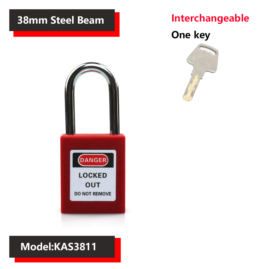38mm industriële veiligheidshangsloten, loto-vergrendeling, nylon technische beugel, persoonlijke energievergrendeling, directe meerdere specificaties: Zwart