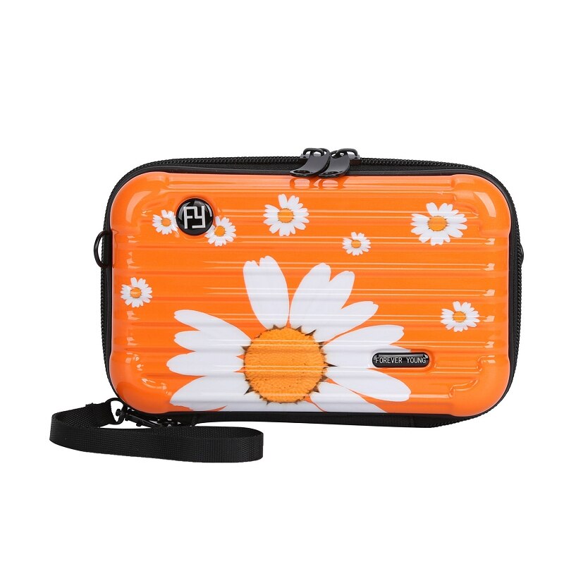 Cosmetische tas voor dames, was- en reistas, zwart, rood, borstzak, diagonaal, koreaans, schattig, handtas met handvat: Oranje