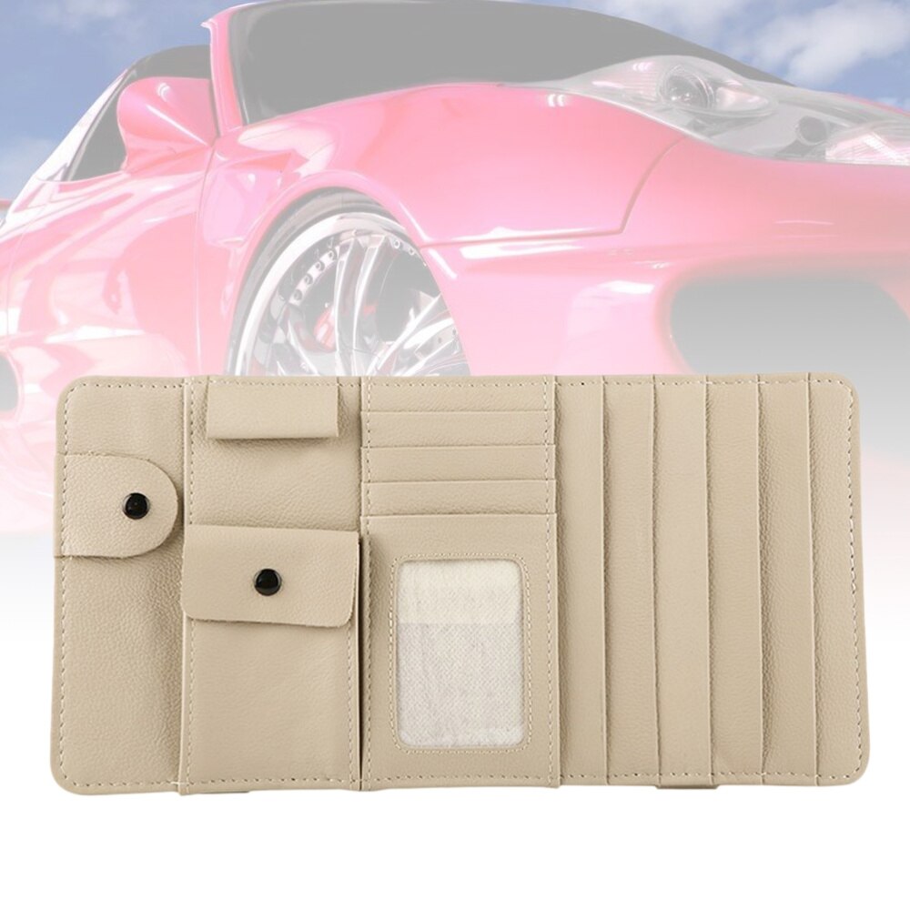 Multifunksjon bil solskjerm cd holder auto solskjerm cd organiser bag kortoppbevaringsveske (beige): Default Title