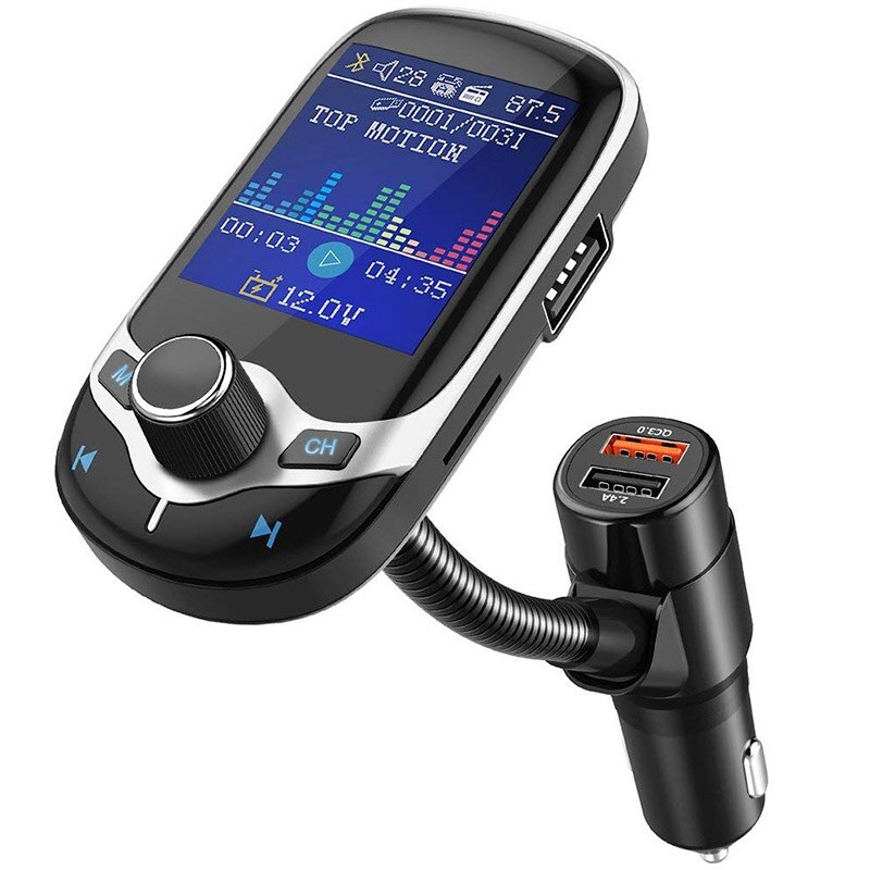 Bluetooth Fm-zender Auto MP3 Speler met 1.8 "Lcd-scherm Draadloze Handsfree Carkit Ondersteuning USB Flash TF AUX on/Off
