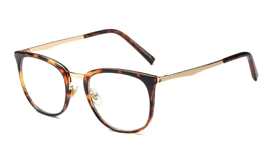 45535 Dames Vierkante Metalen Bril Frames Vrouwen Optische Brillen Mode Brillen Computer Bril: C1 leopard clear