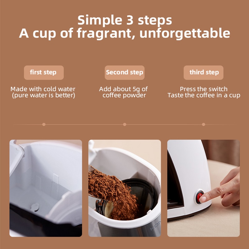 Liten kaffemaskin hjemme 300ml bærbar kontor te -bryggemaskin dryppfilter type