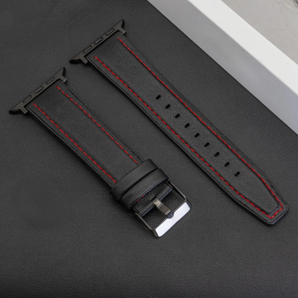 voor Apple Watch Series 10 46 mm 42 mm lederen band 9 8 7 band 45 mm 41 mm SE 6 5 4 44 mm 40 mm band Iwatch Ultra 2 1 49 mm armband: M / Zilver geel