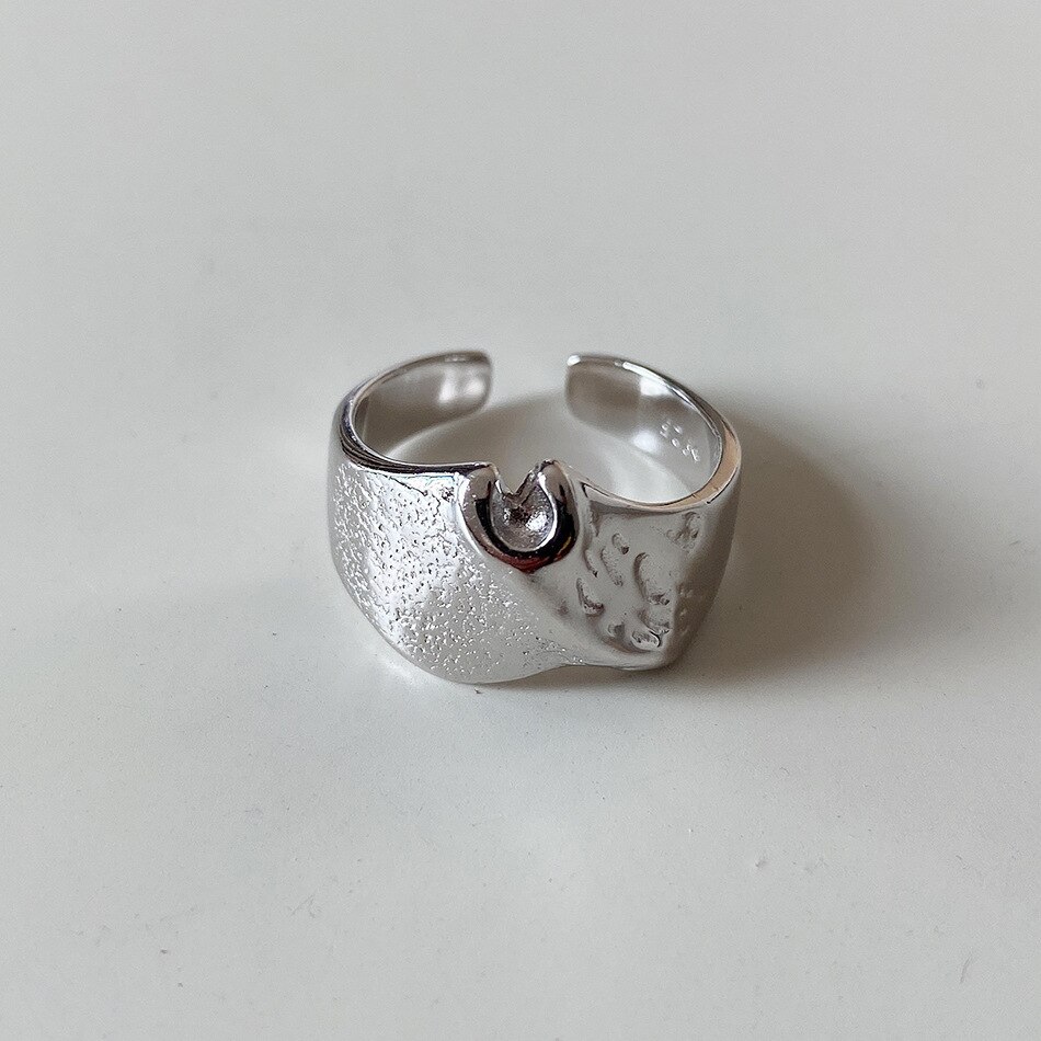 Europese Koude Praten Style 925 Sterling Zilver Gevlekte Mountain Ring Mode Alle-Match Cool Niet-mainstream Open Ring vrouwelijke: Default Title