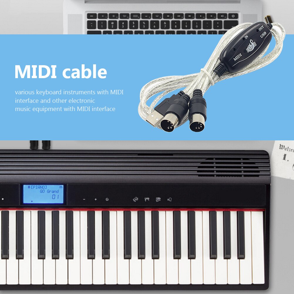 2m Midi- Kabel zu USB in-aus Konverter PC zu Tastatur Musik Adapter Kabel