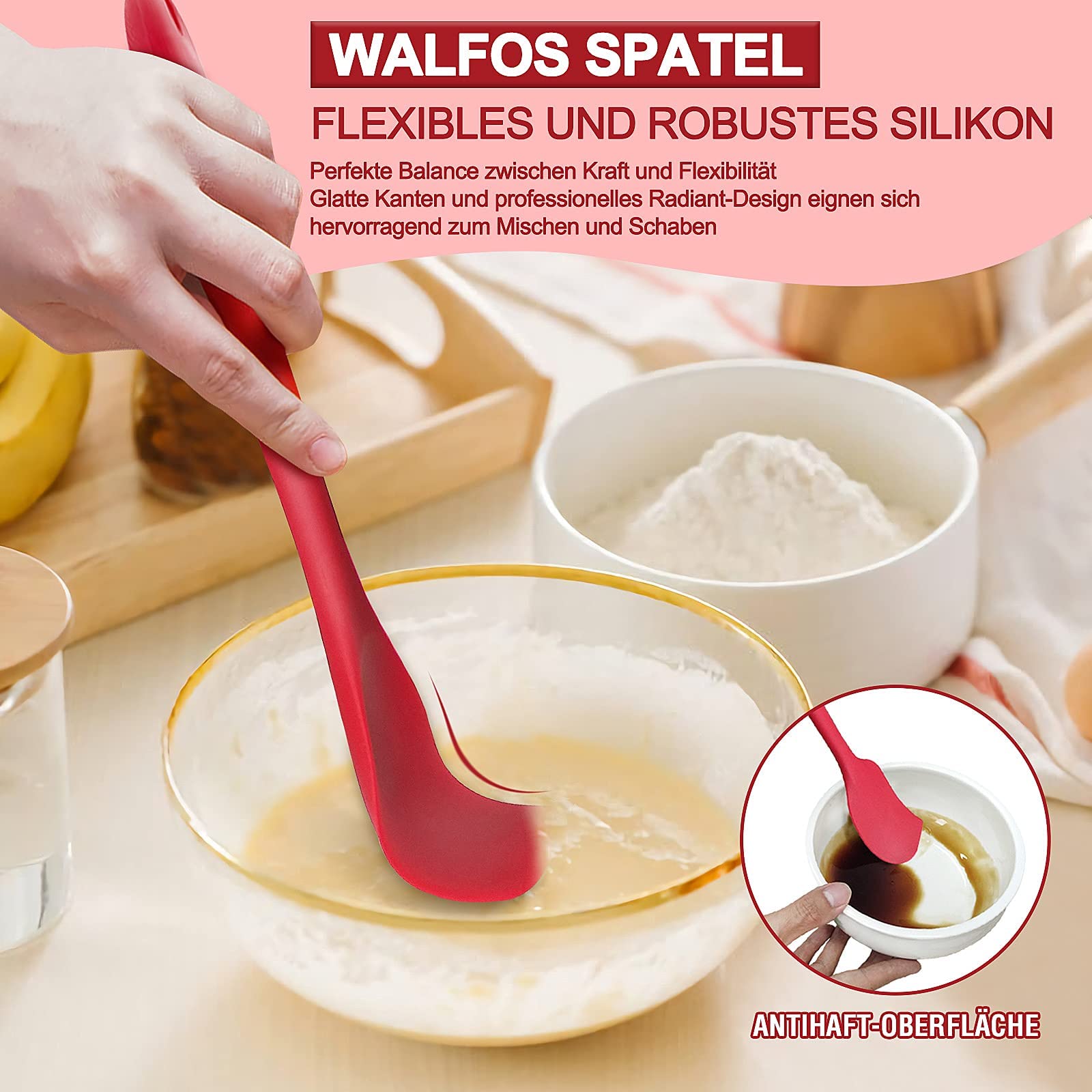 Walfos 5 Stks/set Non-stick Siliconen Spatel Bakken Gebak Hittebestendige Siliconen Spatel Keukengereedschap Koken Tool