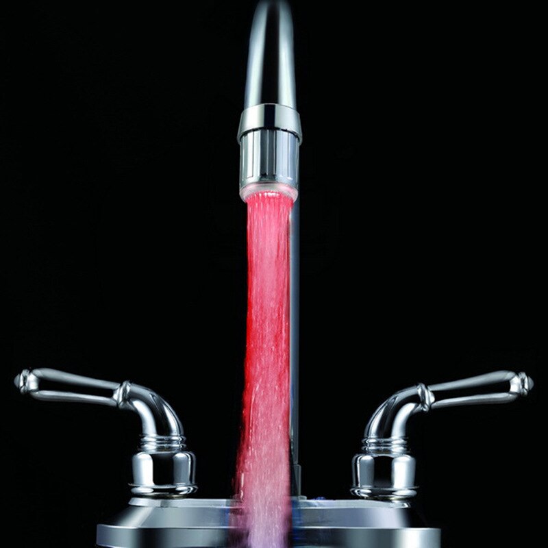 1 pièces LED robinet lumineux robinet buse RGB couleur lumière clignotante température aérateur économie d'eau cuisine salle de bain accessoires: Single Color Random