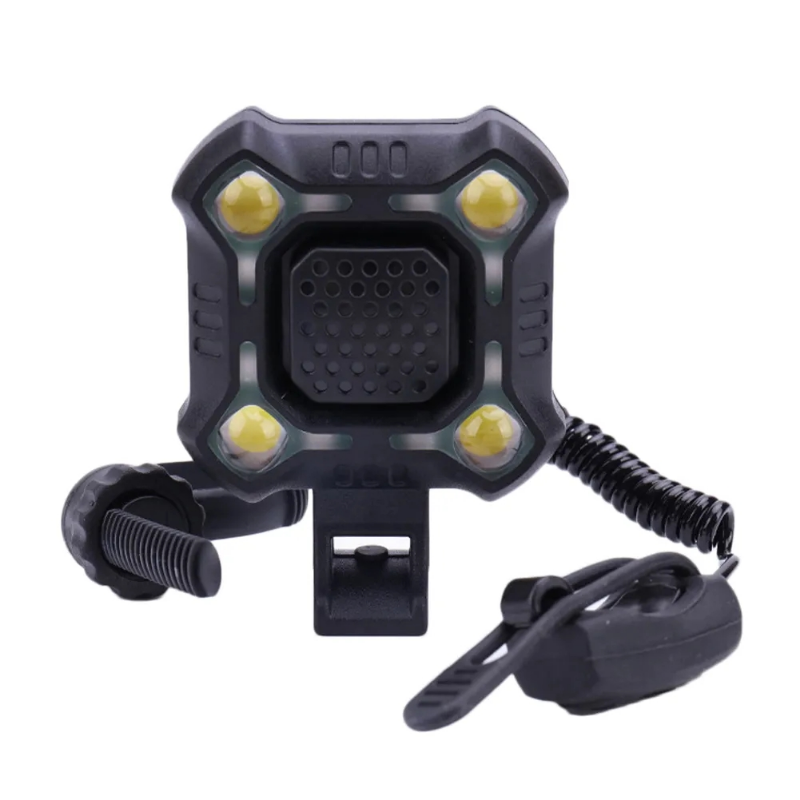 BUCKLOS 2 In 1 Fietsbel 140db Fietshoorn Fietsbel Ring Elektrische USB Oplaadbare Fietslicht Koplamp Fietsaccessoires: YELLOW