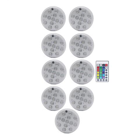 Flytande poollampor 16 färger dränkbara led-lampor med magnet och sugkopp dammfontän undervattensled nattlampa: 9 st