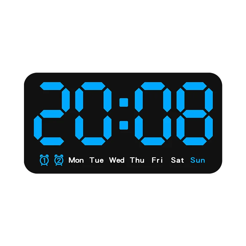 Elektronische Wanduhr Temperatur Datum Anzeige Tisch uhr Zauberstab Montage digitale LED-Wecker für zu Hause 12/24h Sprach steuerung: Blau