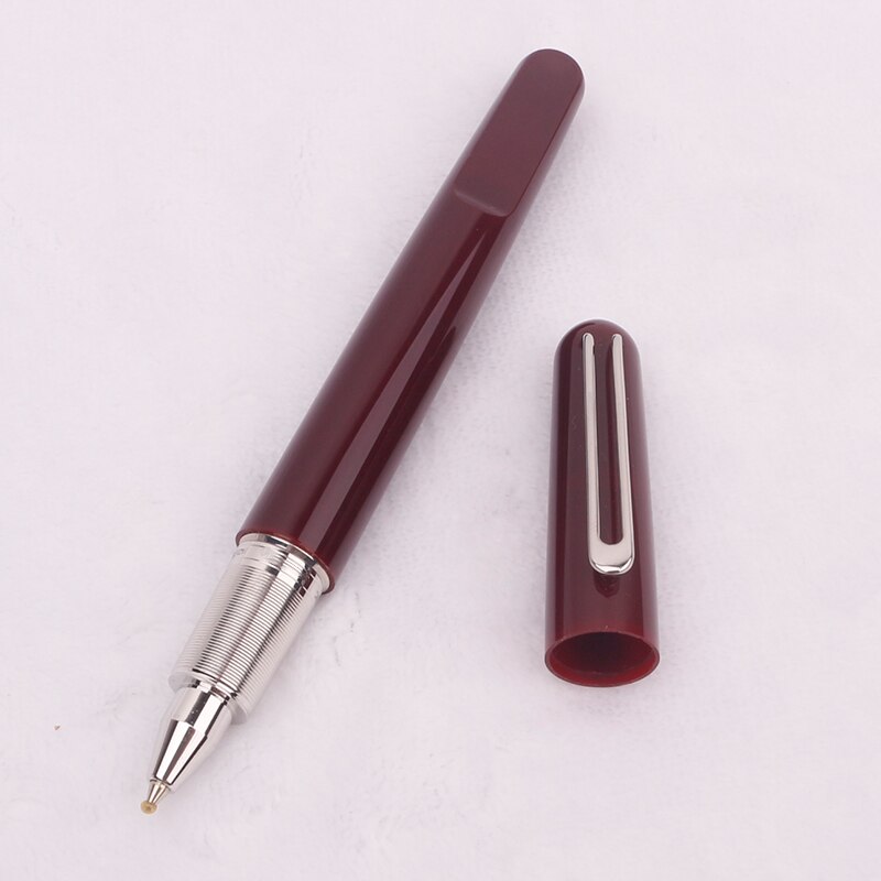 Stylo à bille de luxe MB M rouge en résine précieuse, Gel d'encre noire, recharge sans capuchon, meilleurs stylos à plume avec fermeture à capuchon magnétique: Roller-red silver