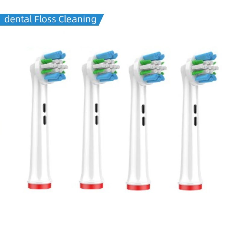 Têtes de brosse à dents électrique à poils Dupont, 4 pièces, blanchiment des dents, nettoyage quotidien, nettoyage précis, soins doux, fonction pour Oral B: Argent