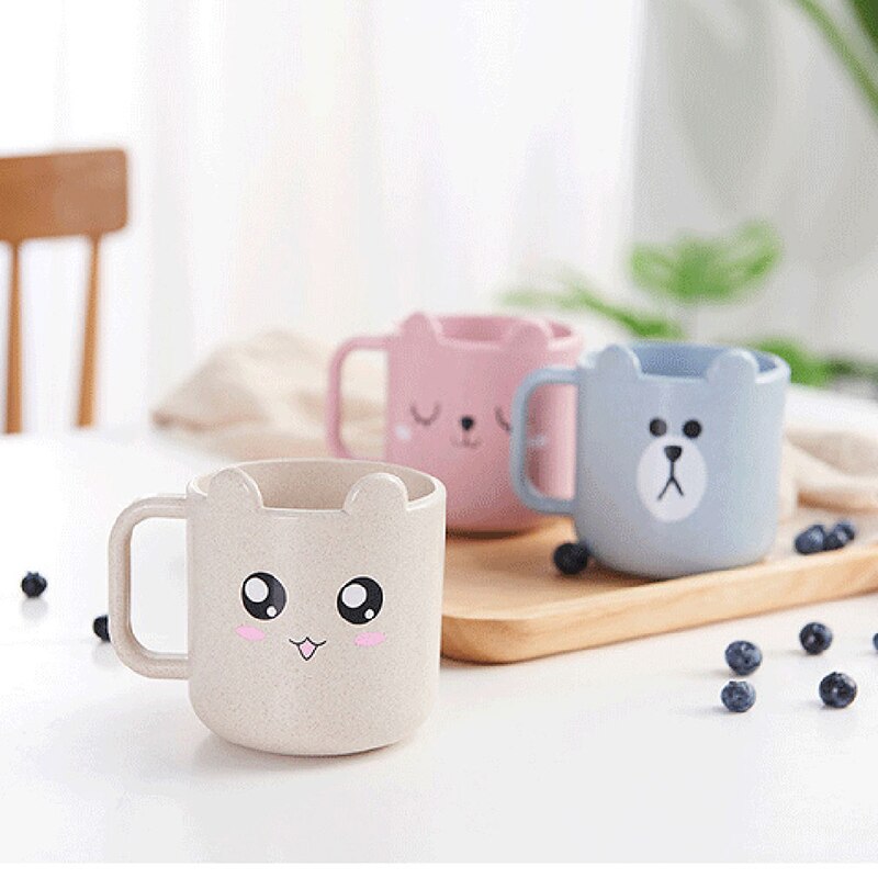 Taza de leche con asa para niños y bebés, taza de desayuno, taza para el hogar, taza de entrenamiento de dibujos animados