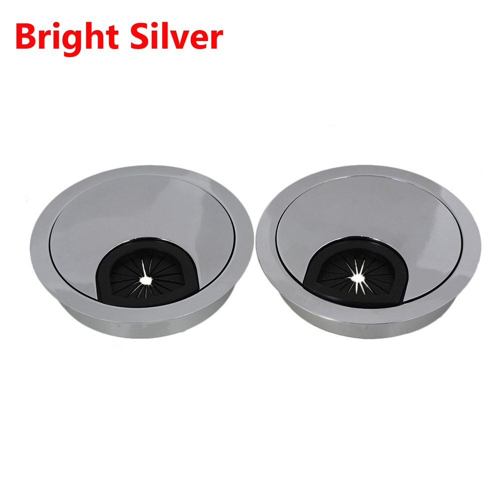 2 Stuk Zinklegering Ronde Tafel Hole Cover Wire Outlet Poort Computer Pc Bureau Kabeldoorvoer 50/53/60/80 Mm Line Houder: Bright Silver / 80mm