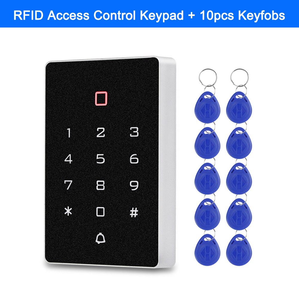 125KHz RFID Keyboard Access Control Keypad Card Reader Door Opener 10pcs EM4100 RFID Keyfobs for Door Access Control System: Keypad with 10 Keys