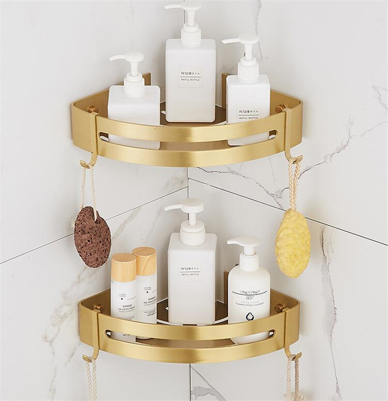 Étagère d&#39;angle murale en aluminium brossé, pour salle de bain, baignoire, douche, shampoing