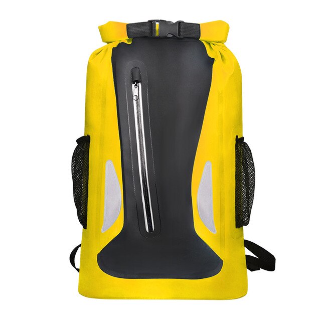 Mochila flotante reflectante de 25L, bolsa seca para motocicleta, paquete de océano, kayak de vela, cubierta de seco: Yellow