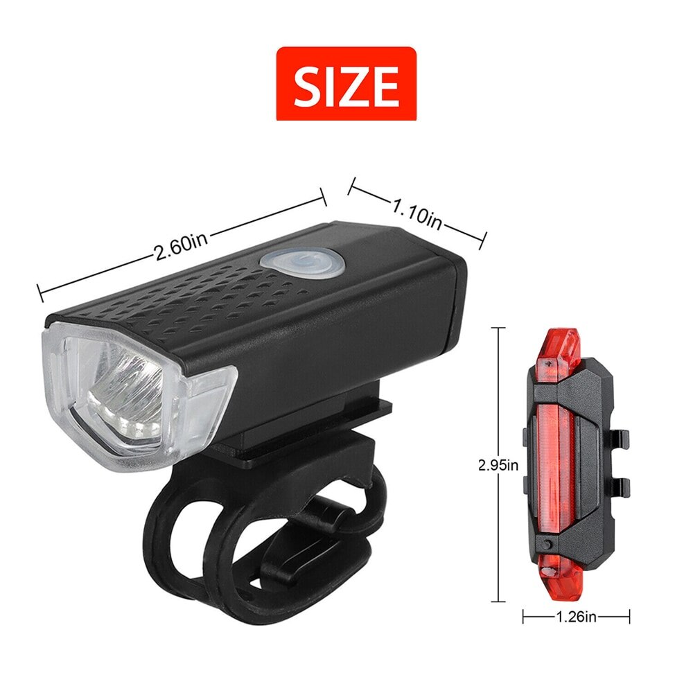 Bike Bicycle Light USB LED Rechargeable Set Mountain Front Back Headlight Lamp Flashlight