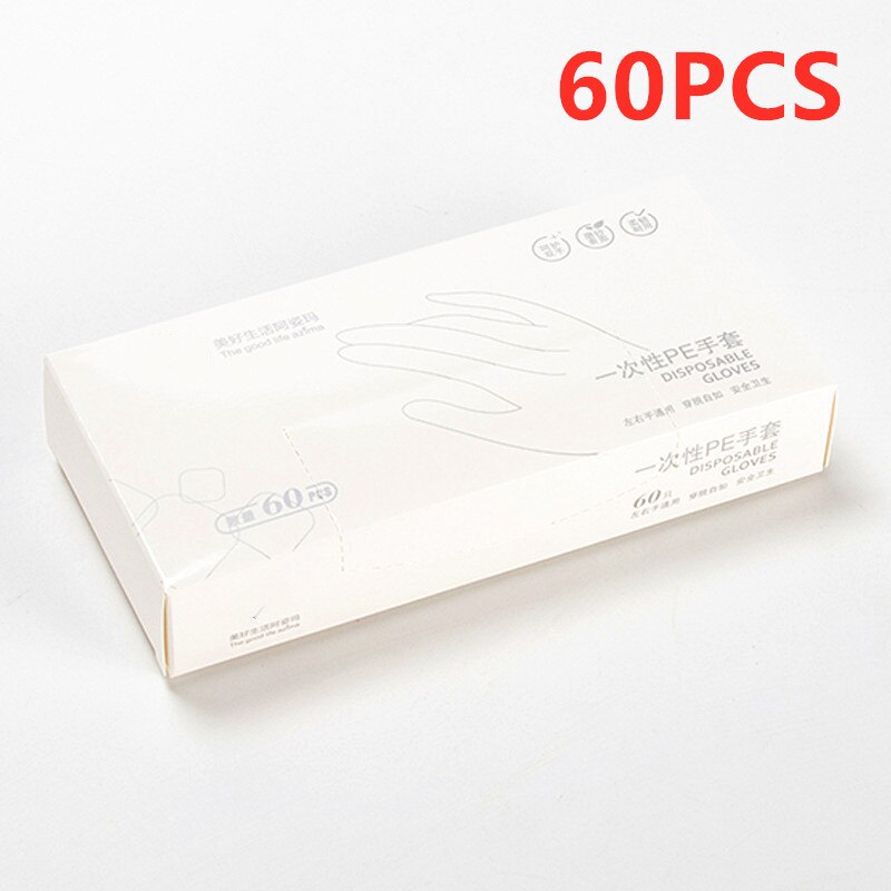 60/120PCS Box Disposable Gloves Transparent Thin Vinyl Gloves Eco-friendly Kitchen Baking Gloves Household Garden Cleaning Glove: 60PCS