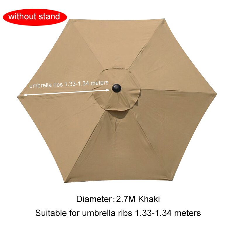 2/2.7/3M Parasol Vervangbare Doek Zonder Stand Outdoor Tuin Patio Banaan Paraplu Cover Waterdicht Zonnescherm Luifel: 2.7m Khaki for 6 Rib