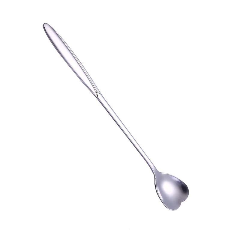 Acier inoxydable cerisier fleur cuillère créativité pétale longue poignée vaisselle mélange café crème glacée cuillères à café Gadgets de cuisine: silver heart