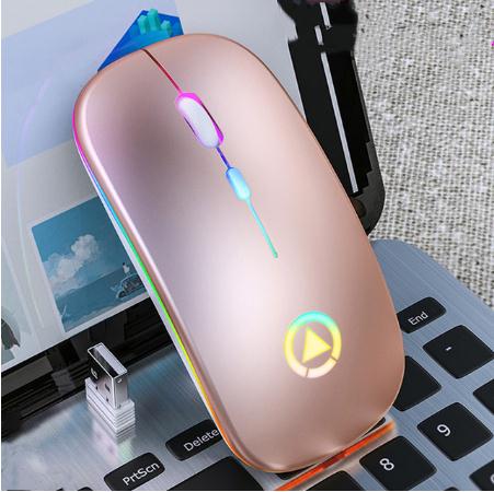 Wireless Mouse RGB Mouse Wireless Rechargeable Computer Mause Silent Ergonomic LED Mice USB Optical Backlit Mouse for Laptop PC: Pink
