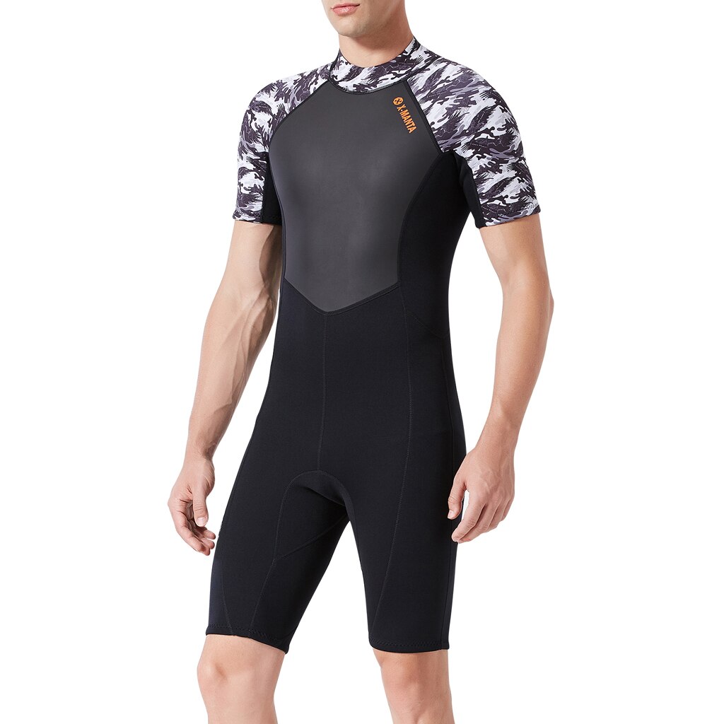 1.5MM Neoprene Men Wetsuit Black Full Body Short Sleeve Diving Surfing Swimwear with Back Zip