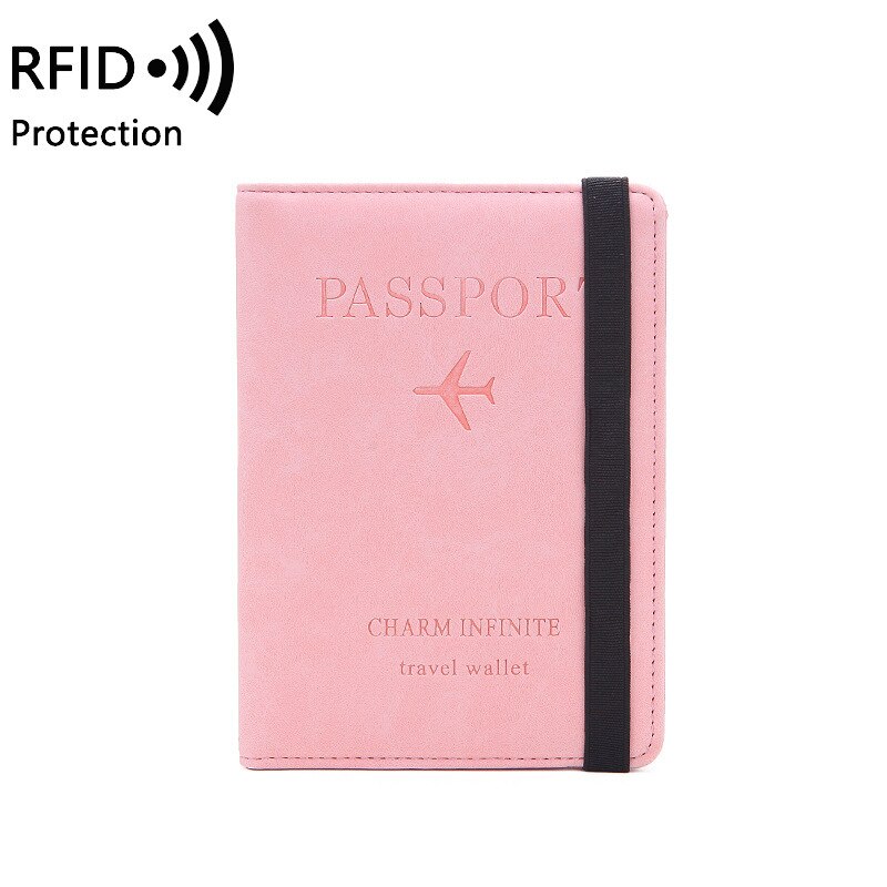 Rfid vintage business pascover holder multifunktions id bankkortholder kvinder mænd kreditkortholder etui rejsepung: Lyserød