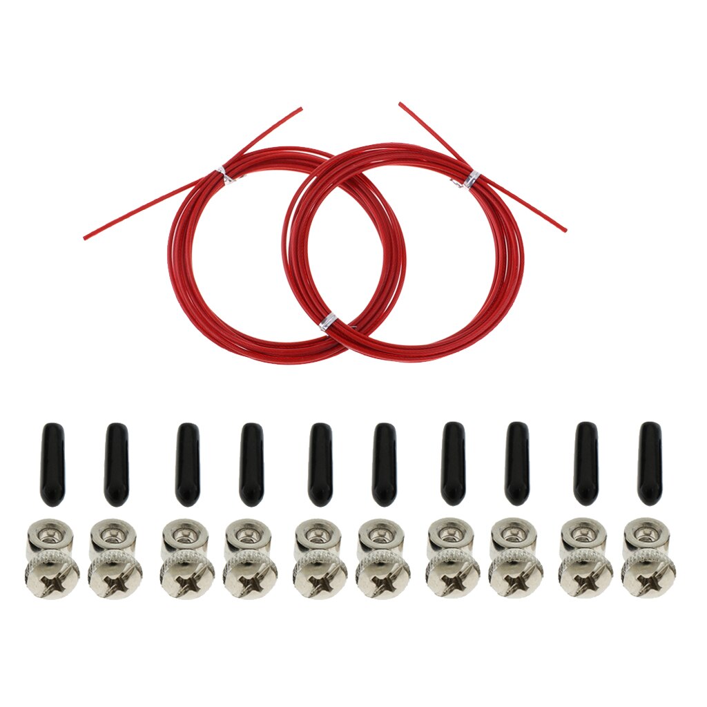 Replacement Jump Rope Cord Speed Rope Cable &amp; Screws Cap Collar Ends: Red