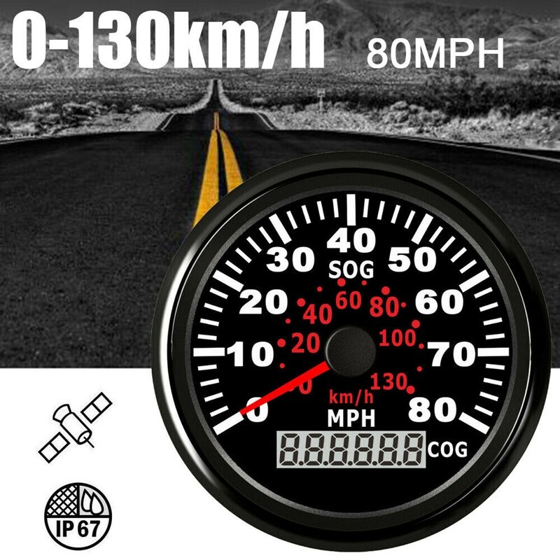 Universel gps speeeter hastighedsmåler 0-80 mph til motorcykel båd yacht fartøj 9-32v til yamaha til honda