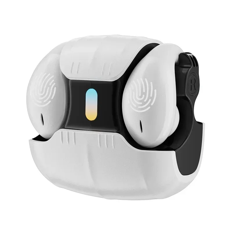Knochenleitung, offener Ohrclip, kabellos, Bluetooth 5.5, Kopfhörer, LED-Atemlicht, Geräuschunterdrückung, Ohrhörer für Musik: WHITE