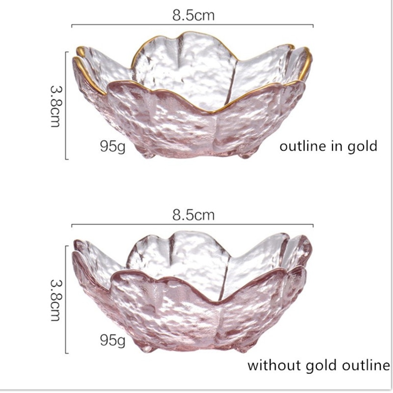 3pcs Glass Bowl Tableware Gold Outline Sauce bowl Japan Style Cherry Blossoms Seasoning Plate Mini Vinegar Dish Kitchen Supplies