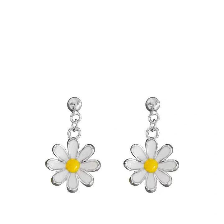 sterling silver earrings cute flower jewelry for female handmade niche trendy earrings for women