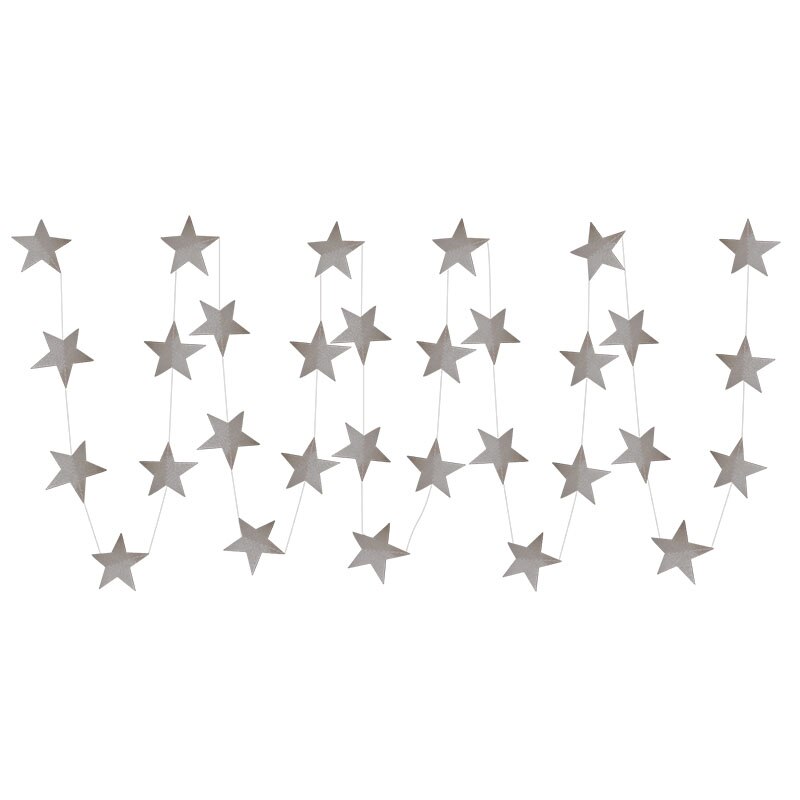 3.8-4.2m Gold Silver Paper Star Garland Banner for Birthday Wedding Decor Glitter Paper Hanging Ramadan Decoration: S02-4m