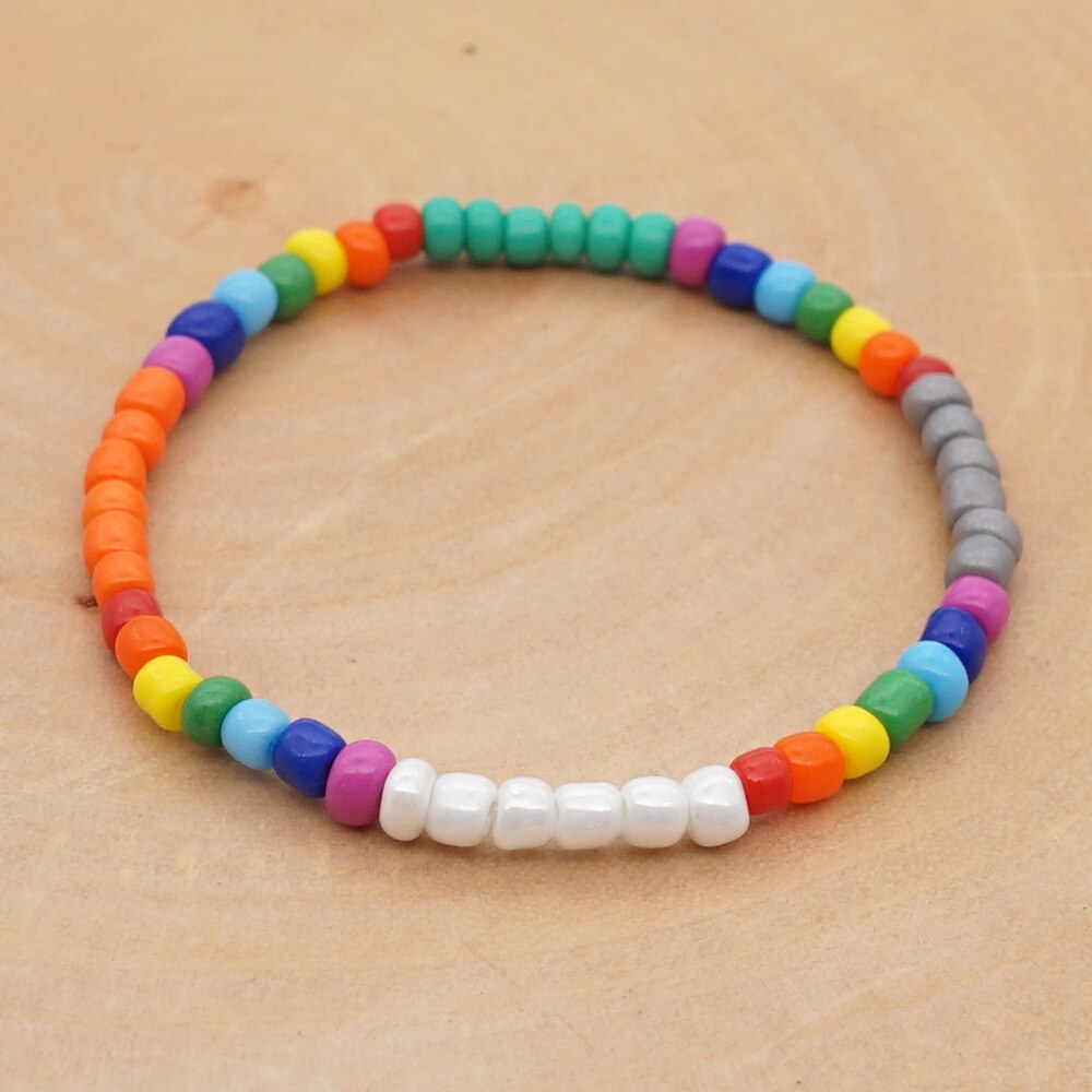 Go2 boho regenboog bohemian zaadkralen armband voor dames zomer handgemaakte sieraden elastische japanse kraal: Rff 20072203b