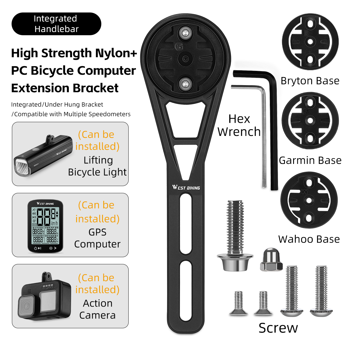 Soporte para ordenador de ciclismo WEST BIKING para Garmin/Bryton/Wahoo, velocímetro, luces y soporte para cámara, accesorios para bicicleta de montaña y carretera: Rojo