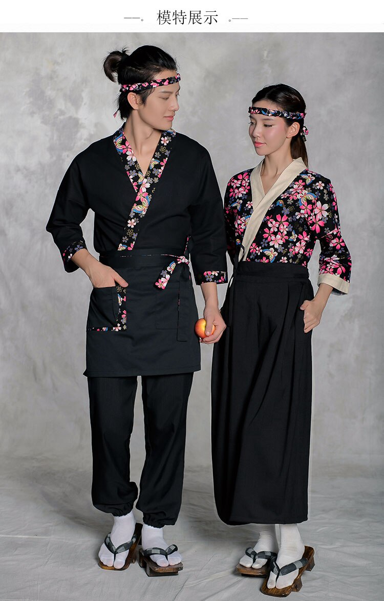 Cherry blossoms Japanese cuisine Men Sushi chef uniform Woman Restaurant work clothes